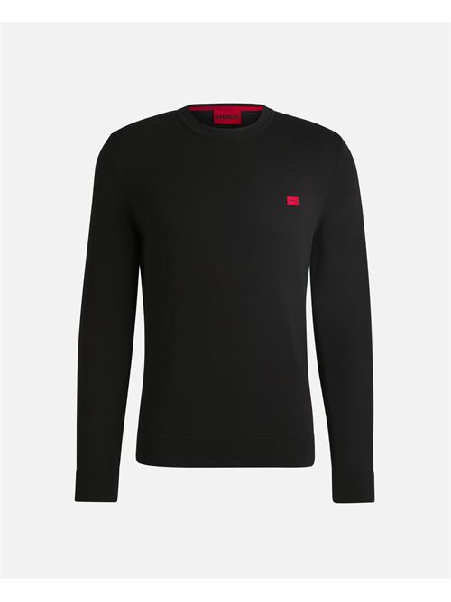 Hugo men's black sweater with logo label HUGO | 50475083001